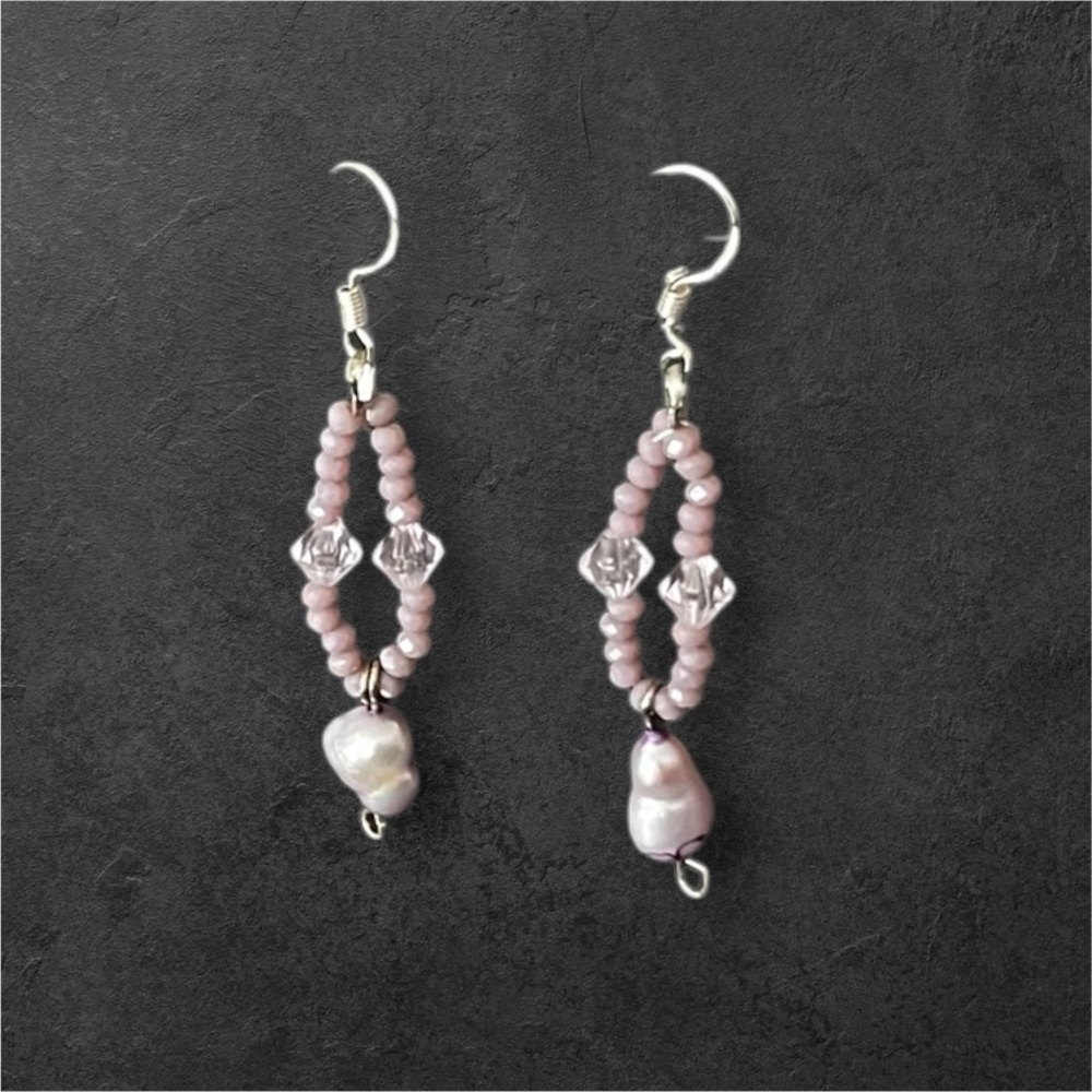 Purple oval drop earrings